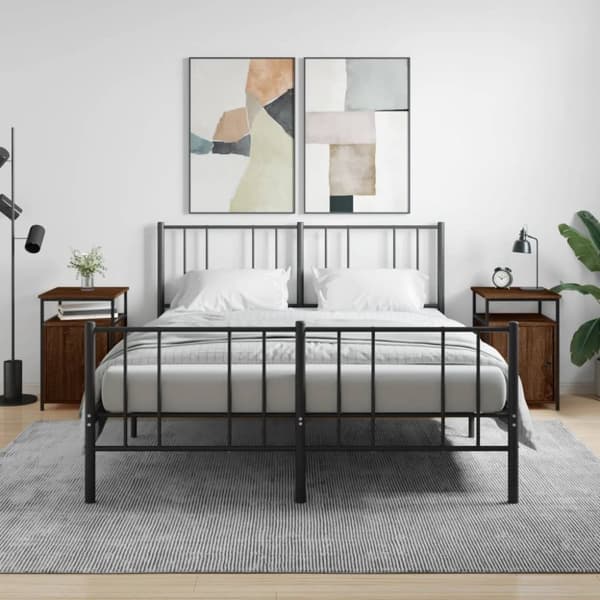 vidaXL sengeborde 2 stk. 40x42x60 cm konstrueret træ brunt egetræ