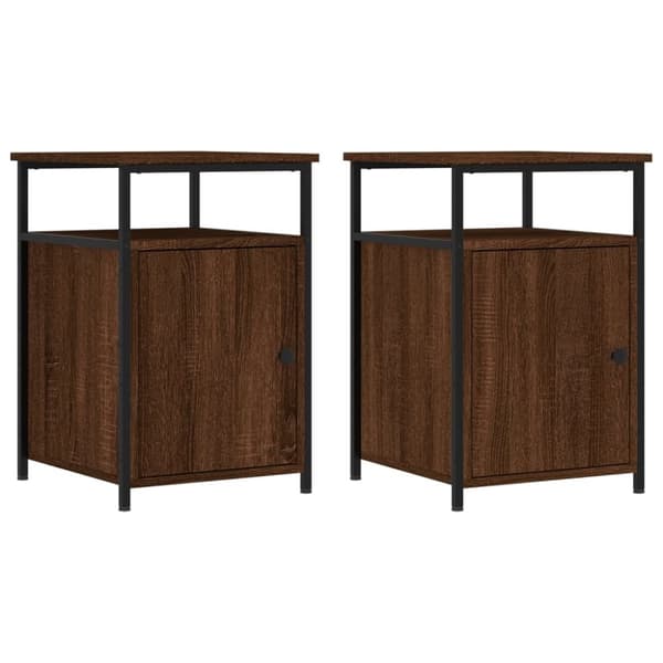 vidaXL sengeborde 2 stk. 40x42x60 cm konstrueret træ brunt egetræ
