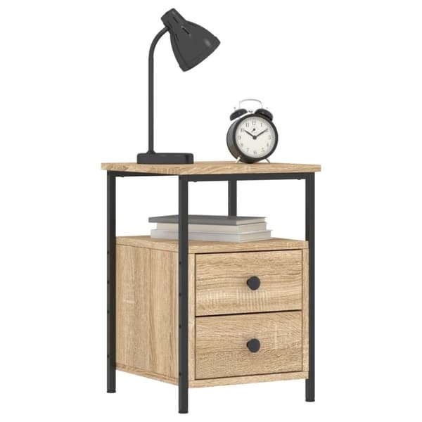 vidaXL sengeborde 2 stk. 34x35,5x50 cm konstrueret træ sonoma-eg