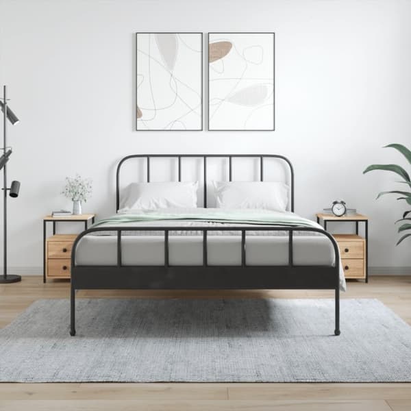 vidaXL sengeborde 2 stk. 34x35,5x50 cm konstrueret træ sonoma-eg