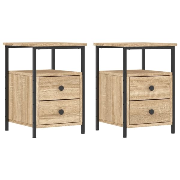 vidaXL sengeborde 2 stk. 34x35,5x50 cm konstrueret træ sonoma-eg