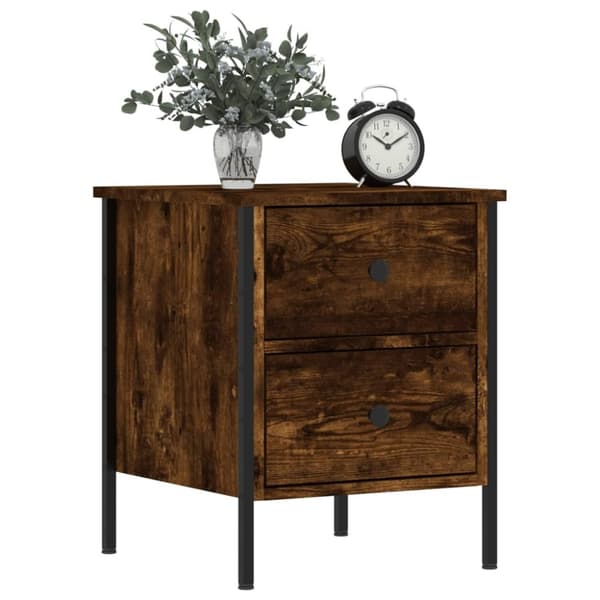 vidaXL sengeborde 2 stk. 40x42x50 cm konstrueret træ røget egetræ