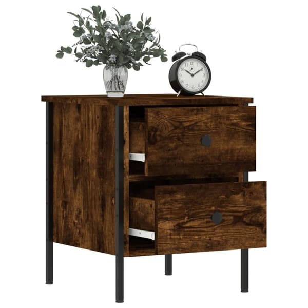 vidaXL sengeborde 2 stk. 40x42x50 cm konstrueret træ røget egetræ