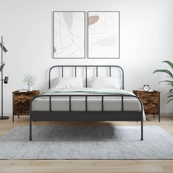 vidaXL sengeborde 2 stk. 40x42x50 cm konstrueret træ røget egetræ
