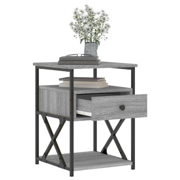 vidaXL sengeborde 2 stk. 40x42x55 cm konstrueret træ grå sonoma-eg
