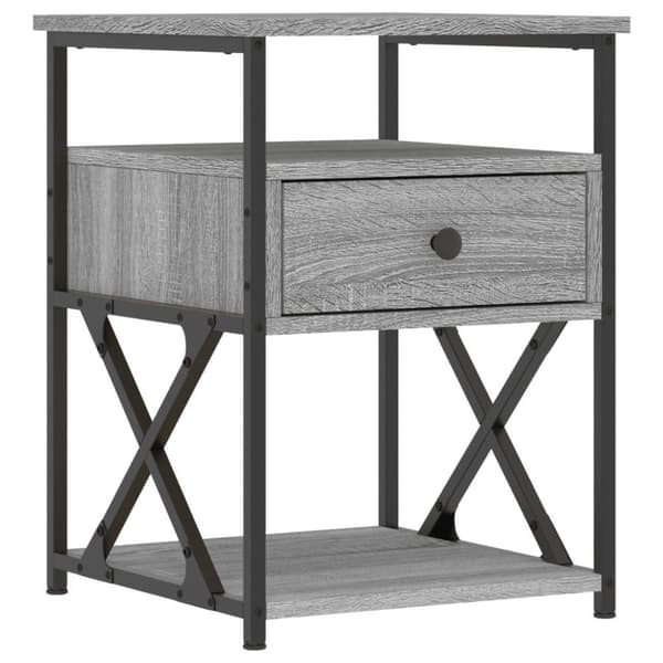 vidaXL sengeborde 2 stk. 40x42x55 cm konstrueret træ grå sonoma-eg