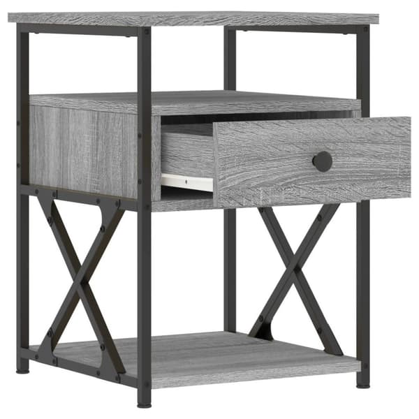 vidaXL sengeborde 2 stk. 40x42x55 cm konstrueret træ grå sonoma-eg