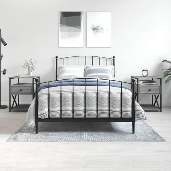vidaXL sengeborde 2 stk. 40x42x55 cm konstrueret træ grå sonoma-eg