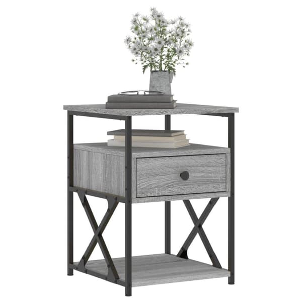 vidaXL sengeborde 2 stk. 40x42x55 cm konstrueret træ grå sonoma-eg