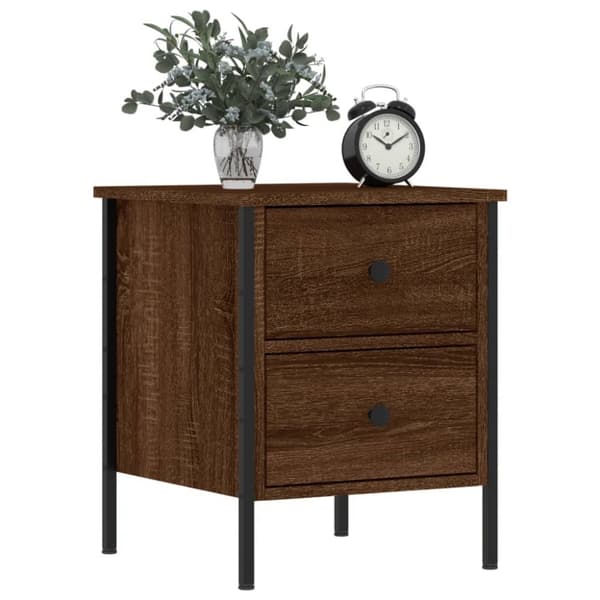 vidaXL sengeborde 2 stk. 40x42x50 cm konstrueret træ brunt egetræ
