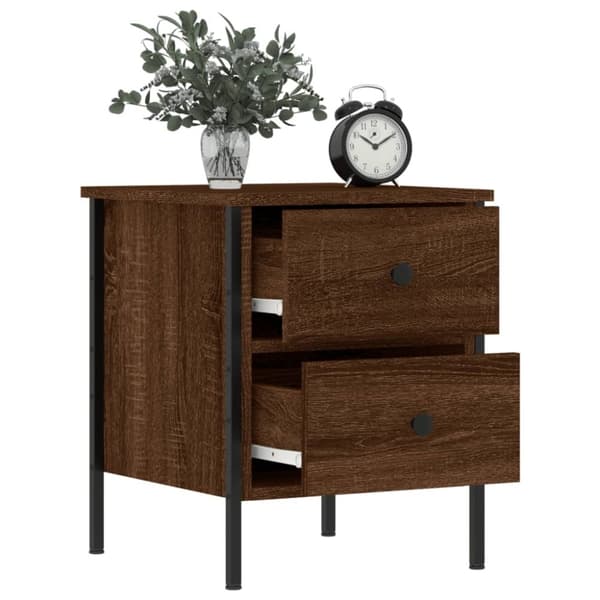 vidaXL sengeborde 2 stk. 40x42x50 cm konstrueret træ brunt egetræ