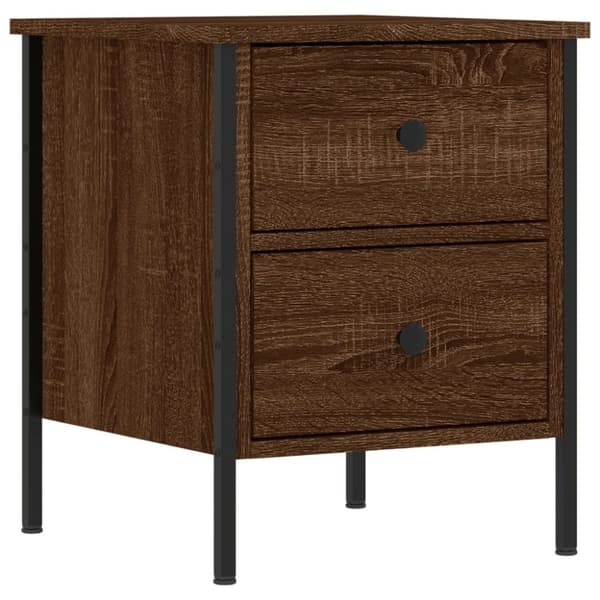 vidaXL sengeborde 2 stk. 40x42x50 cm konstrueret træ brunt egetræ