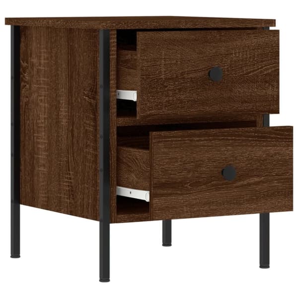 vidaXL sengeborde 2 stk. 40x42x50 cm konstrueret træ brunt egetræ