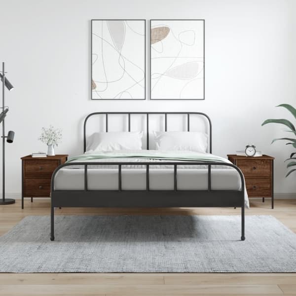 vidaXL sengeborde 2 stk. 40x42x50 cm konstrueret træ brunt egetræ