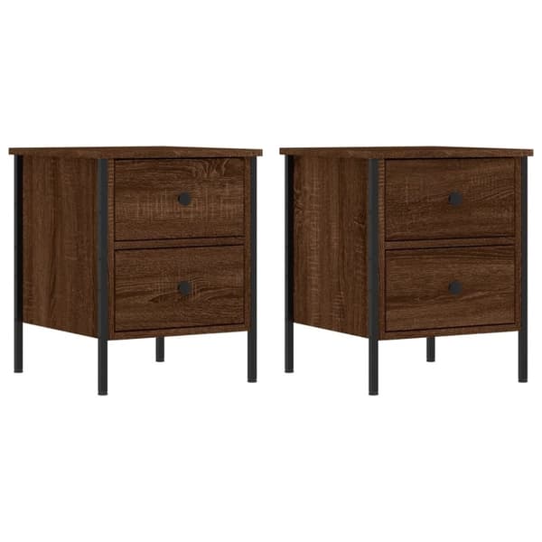 vidaXL sengeborde 2 stk. 40x42x50 cm konstrueret træ brunt egetræ