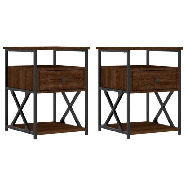 vidaXL Nattbord 2 stk brun eik 40x42x55 cm konstruert tre