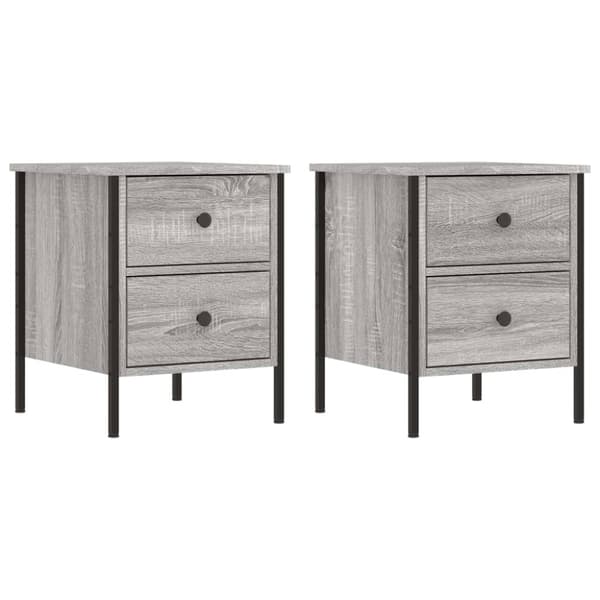 vidaXL Yöpöydät 2 kpl harmaa Sonoma 40x42x50 cm tekninen puu