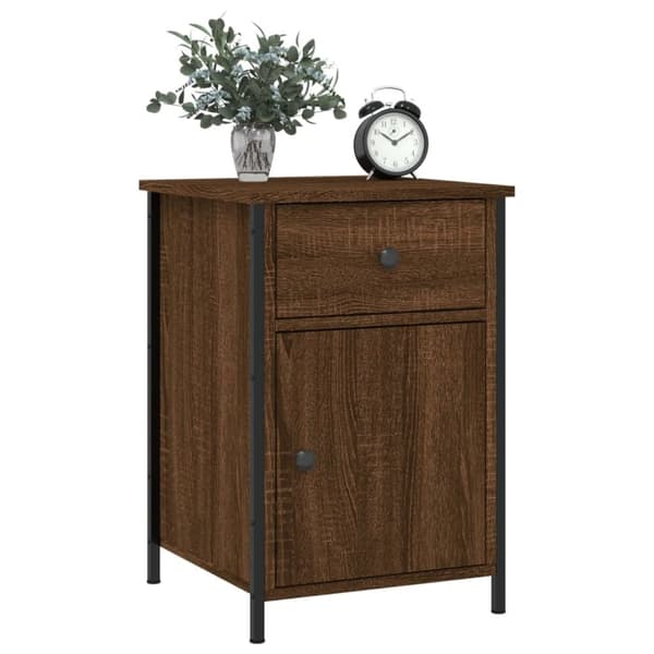 vidaXL sengeborde 2 stk. 40x42x60 cm konstrueret træ brunt egetræ