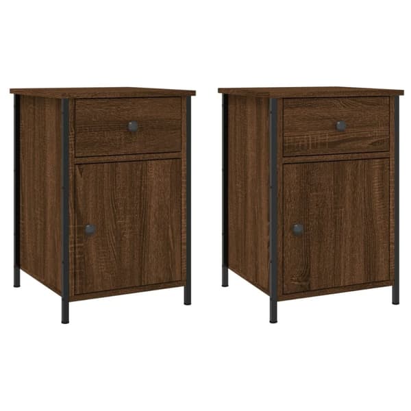 vidaXL sengeborde 2 stk. 40x42x60 cm konstrueret træ brunt egetræ