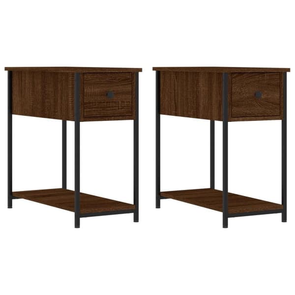 vidaXL Nattbord 2 stk brun eik 30x60x60 cm konstruert tre