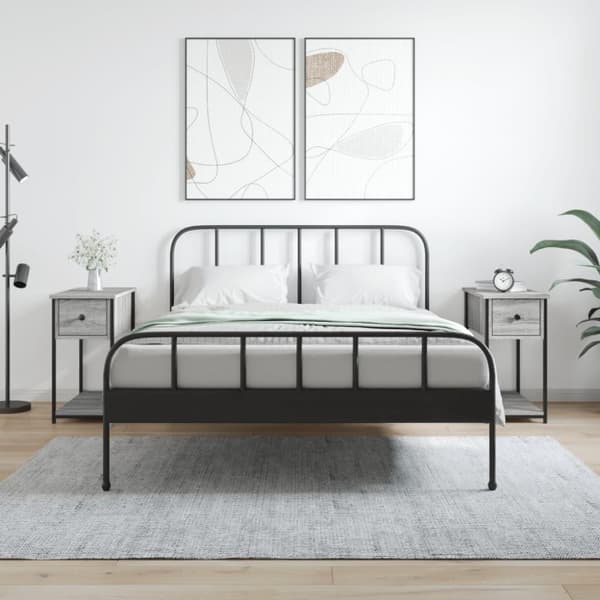 vidaXL sengeborde 2 stk. 30x60x60 cm konstrueret træ grå sonoma-eg
