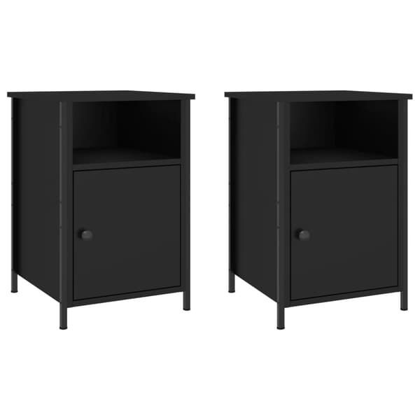 vidaXL sengeborde 2 stk. 40x42x60 cm konstrueret træ sort