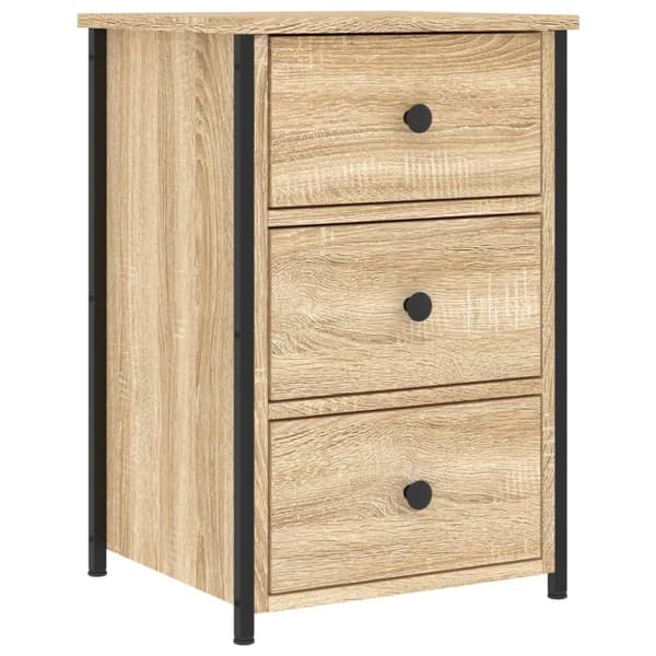 vidaXL sengeborde 2 stk. 40x36x60 cm konstrueret træ sonoma-eg