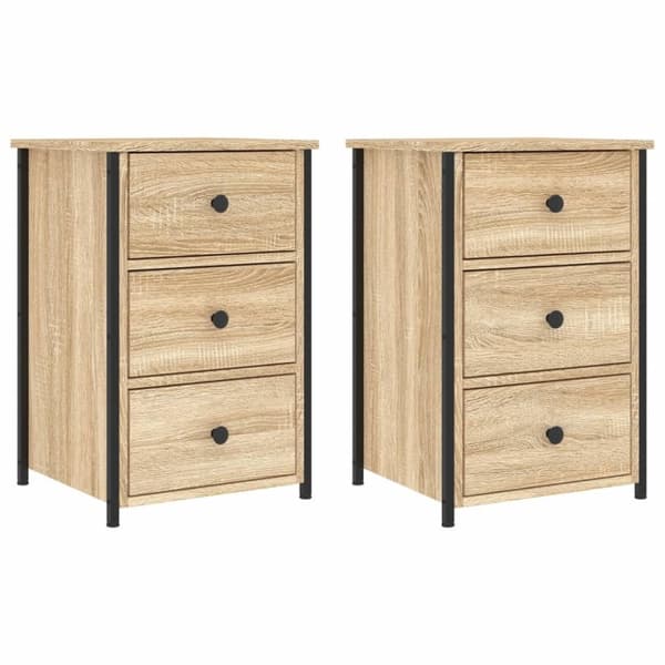 vidaXL sengeborde 2 stk. 40x36x60 cm konstrueret træ sonoma-eg
