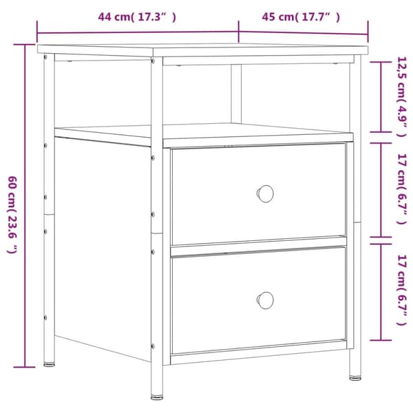 vidaXL Sängbord 2 st svart 44x45x60 cm konstruerat trä