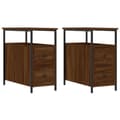 Miniatyrbilde 1 av 11: vidaXL Nattbord 2 stk brun eik 30x60x60 cm konstruert tre