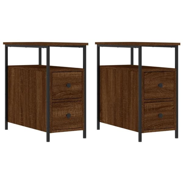 vidaXL Nattbord 2 stk brun eik 30x60x60 cm konstruert tre