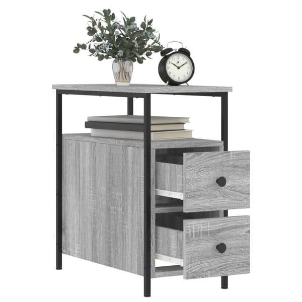 vidaXL sengeborde 2 stk. 30x60x60 cm konstrueret træ grå sonoma-eg
