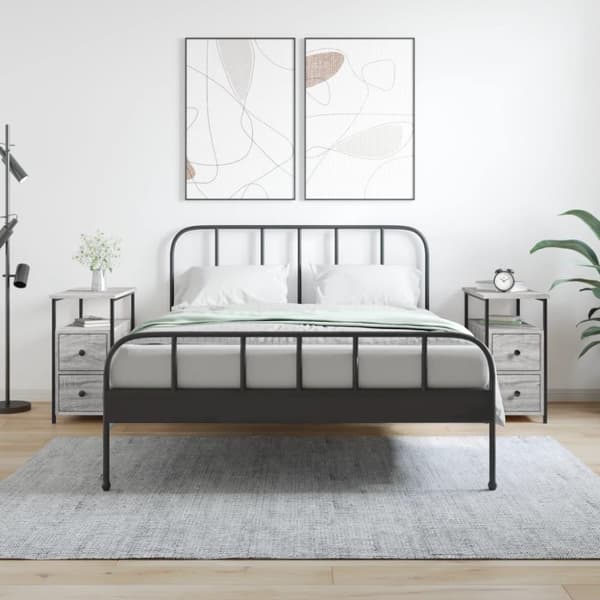vidaXL sengeborde 2 stk. 30x60x60 cm konstrueret træ grå sonoma-eg