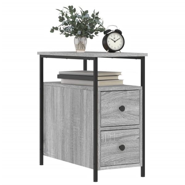 vidaXL sengeborde 2 stk. 30x60x60 cm konstrueret træ grå sonoma-eg