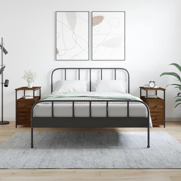 vidaXL Yöpöydät 2 kpl ruskea tammi 30x60x60 cm tekninen puu