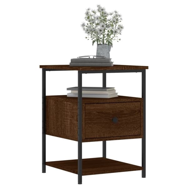 vidaXL sengeborde 2 stk. 40x42x56 cm konstrueret træ brunt egetræ