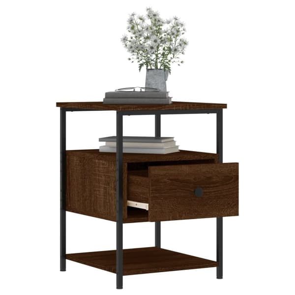 vidaXL sengeborde 2 stk. 40x42x56 cm konstrueret træ brunt egetræ