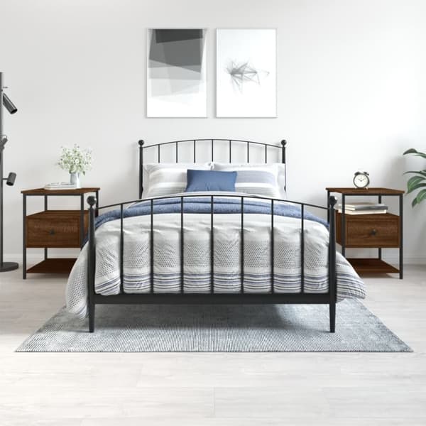 vidaXL sengeborde 2 stk. 40x42x56 cm konstrueret træ brunt egetræ