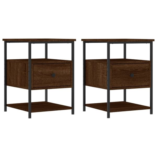 vidaXL sengeborde 2 stk. 40x42x56 cm konstrueret træ brunt egetræ