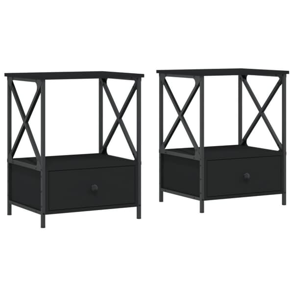 vidaXL Nattbord 2 stk svart 50x41x65 cm konstruert tre