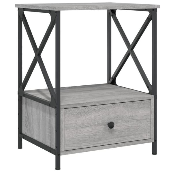 vidaXL sengeborde 2 stk. 50x41x65 cm konstrueret træ grå sonoma-eg