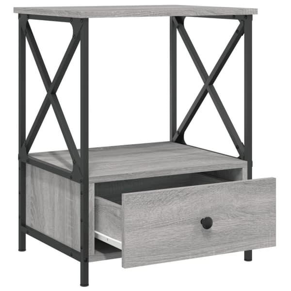 vidaXL sengeborde 2 stk. 50x41x65 cm konstrueret træ grå sonoma-eg