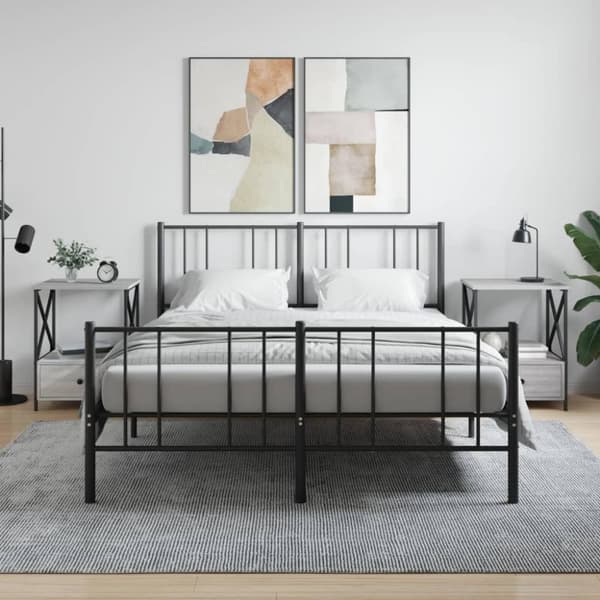 vidaXL sengeborde 2 stk. 50x41x65 cm konstrueret træ grå sonoma-eg