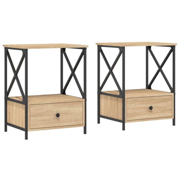 vidaXL Nattbord 2 stk sonoma eik 50x41x65 cm konstruert tre