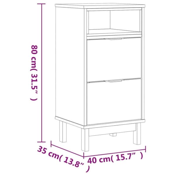 vidaXL sengebord FLAM 40x35x80 cm massivt fyrretræ