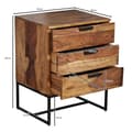 Miniatyrbillede 4 af 7: Rootz sengebord massivt sheesham træ - metal 50x40x65 cm sengebord boxmadrasser - Design sengebord med 3 skuffer - Industrielt sengebord med opbevarin