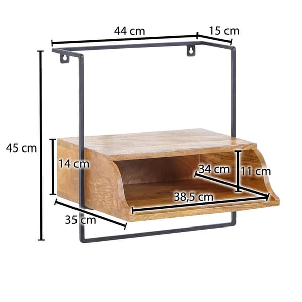 Rootz-yöpöytä seinälle kiinnitettäväksi 44x45x35 cm yöpöytä massiivi mangopuuta - Yöpöytä hyllyllä - Kelluva seinälauta joustinpatjasänkyyn - Seinäkon
