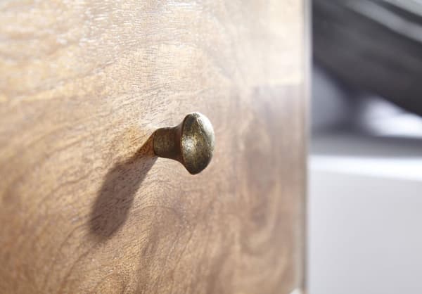 Rootz sängbord mango massivt trä - metall 40x75,5x35 cm sängskåp resårmadrass - Designsängbord med låda - Sängbord med förvaringsutrymme