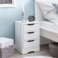Miniatyrbild 6 av 7: Rootz nattkonsol 31x49x31 cm vit matt med 3 lådor - Vitt sängbord med förvaringsutrymme - Sängbord Simple Modern - Nattduksbord Klein - Sängbord sovru