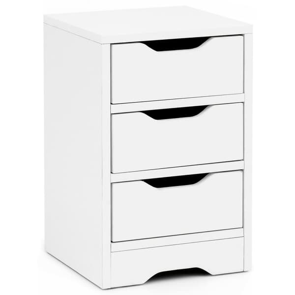 Rootz nattkonsol 31x49x31 cm vit matt med 3 lådor - Vitt sängbord med förvaringsutrymme - Sängbord Simple Modern - Nattduksbord Klein - Sängbord sovru